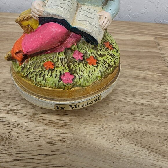 Vintage Sankyo Rotating Music Box "Little Girl Reading" Figurine - Picture 3 of 7